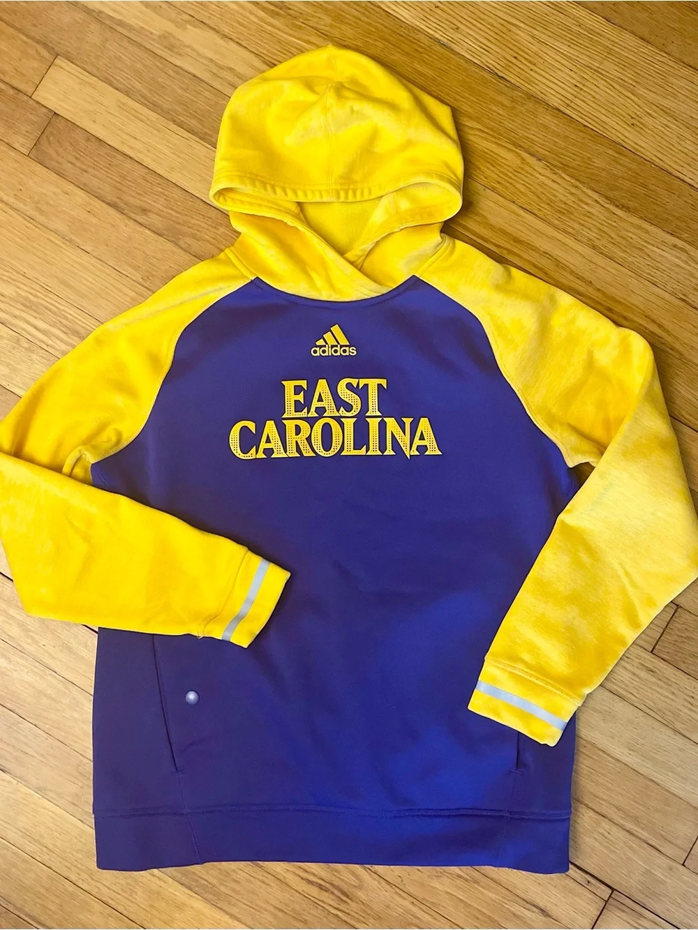 adidas Adult Large Unisex Purple and Yellow East Carolina Pullover Hoodie